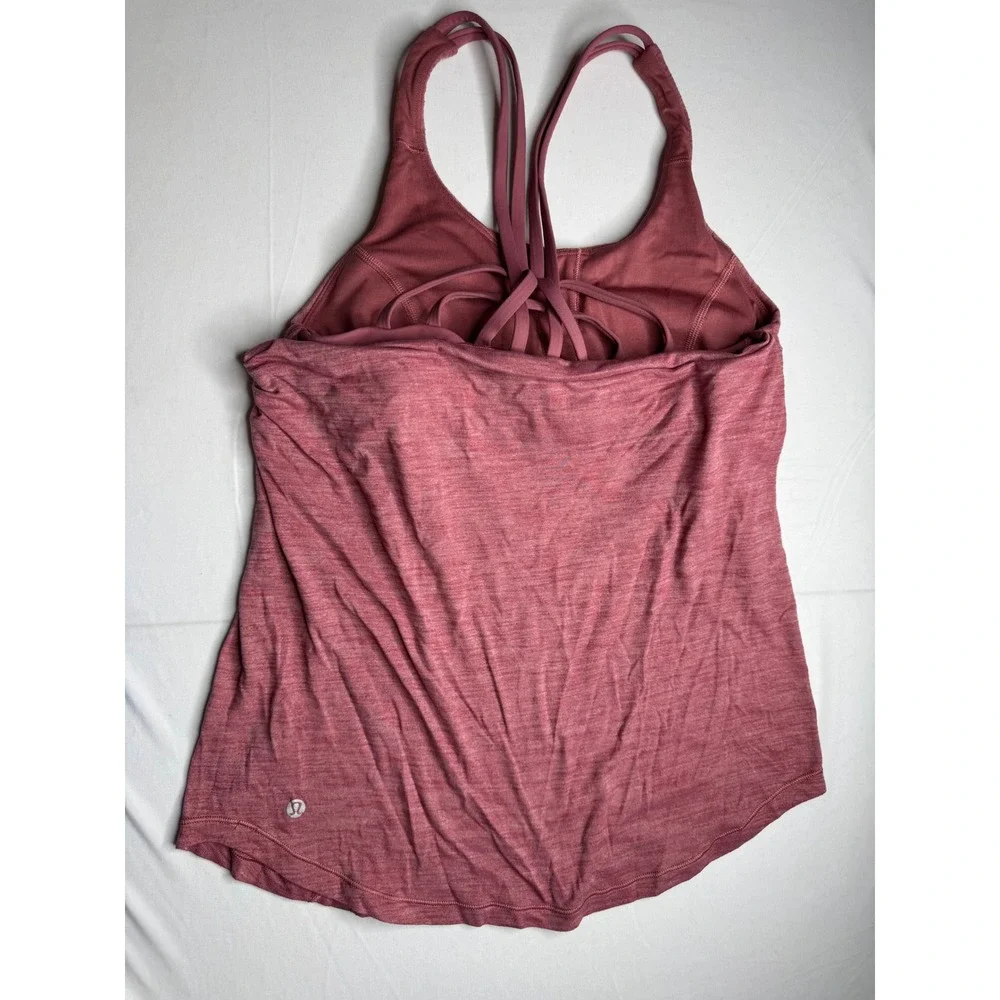 Lululemon Free To Be Serene Tank Top Heathered Pink Strappy Back Size 4
